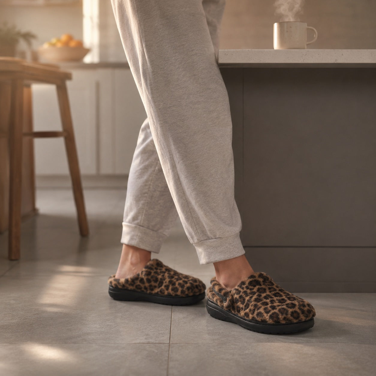 Softa Fur-Lined Clog | Cozy Indoor-Outdoor House Shoe, Leopard